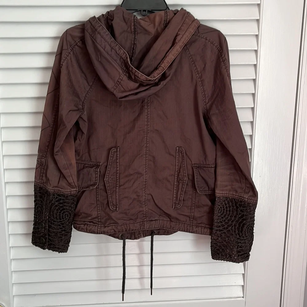 Hei Hei by Anthropologie Faroe Anorak crochet lace trimmed military jacket